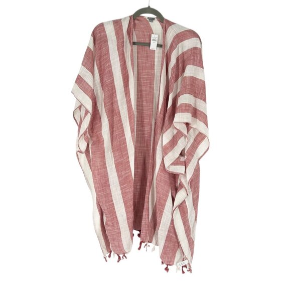 NWT Aerie Open Front Striped Tassel Kimono Coverup - Picture 1 of 6